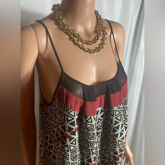 BCBGGeneration Geometric Print Slip Dress Sheer Trim Size M Vintage Y2K - Picture 2 of 7